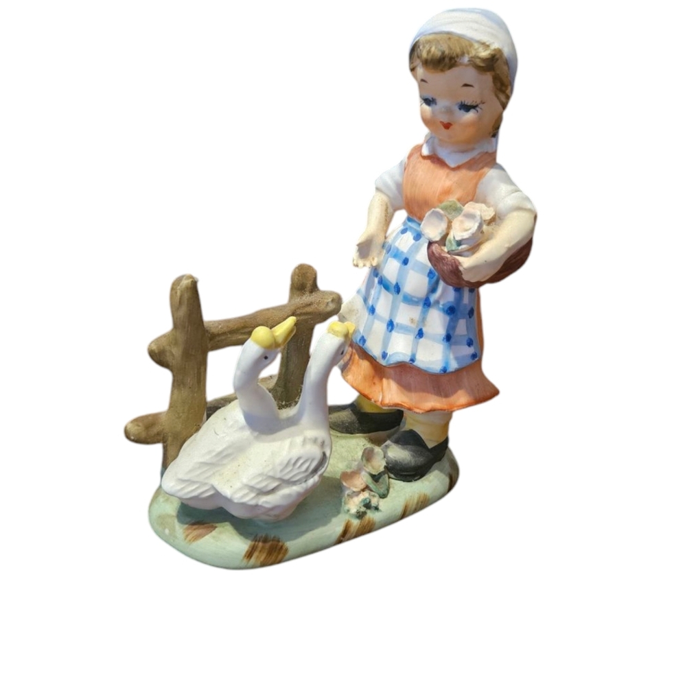 Chase Japan Vintage Figurine with Girl and Geese